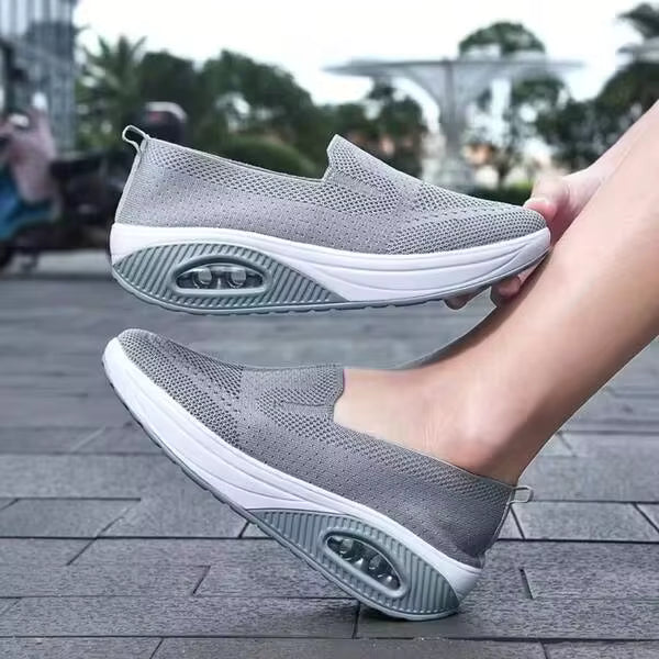 2026 Summer New Mesh Breathable Slip-On Shoes: Thick Sole Air Cushion Rocker Shoes For Women, Casual Walking Sneakers